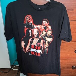 WWE Black "Raw Is War" Short Sleeve Graphic Tee